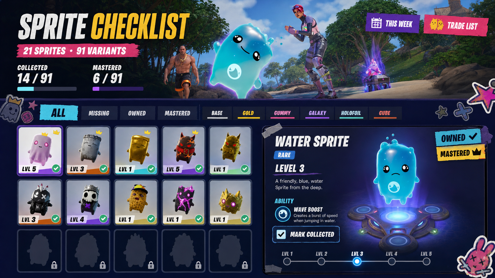 Fortnite Sprite Checklist collection tracker